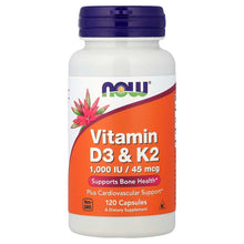 NOW Foods, Vitamin D3 & K2, Capsules