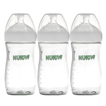 NUK Simply Natural Bottles, 1 Month or Older, Medium Flow, 9 oz, Clear, 3 Count