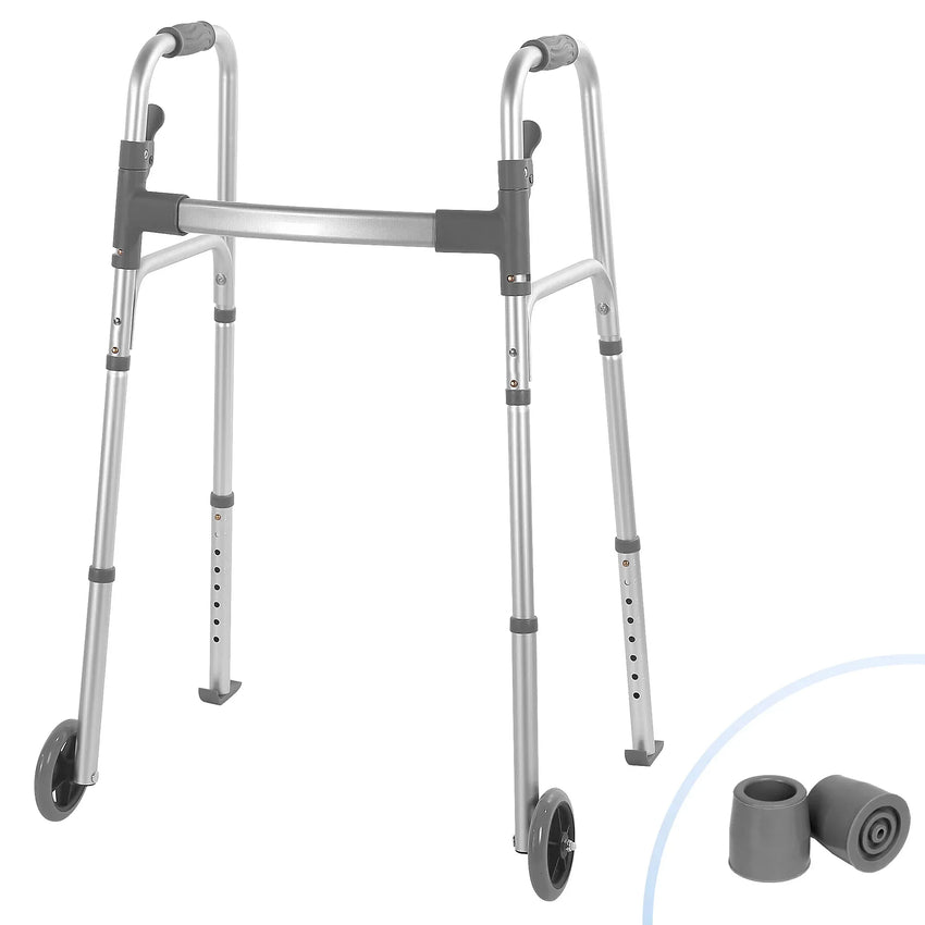 Naipo Compact Folding Walker with Trigger Release and Glide Skis for S ...