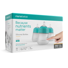 Nanobebe Anti-Colic Flexy Silicone Baby Bottles | Teal, 9 oz, 3 Pack