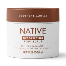 Native Detoxifying Body Scrub, Coconut & Vanilla, Gentle Exfoliation for Sensitive Skin, Plant Based Ingredients, for Women, 12 oz
