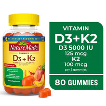 Nature Made Vitamin D3 & K2 Gummies, Daily Vitamin Supplement, 80 Gummies