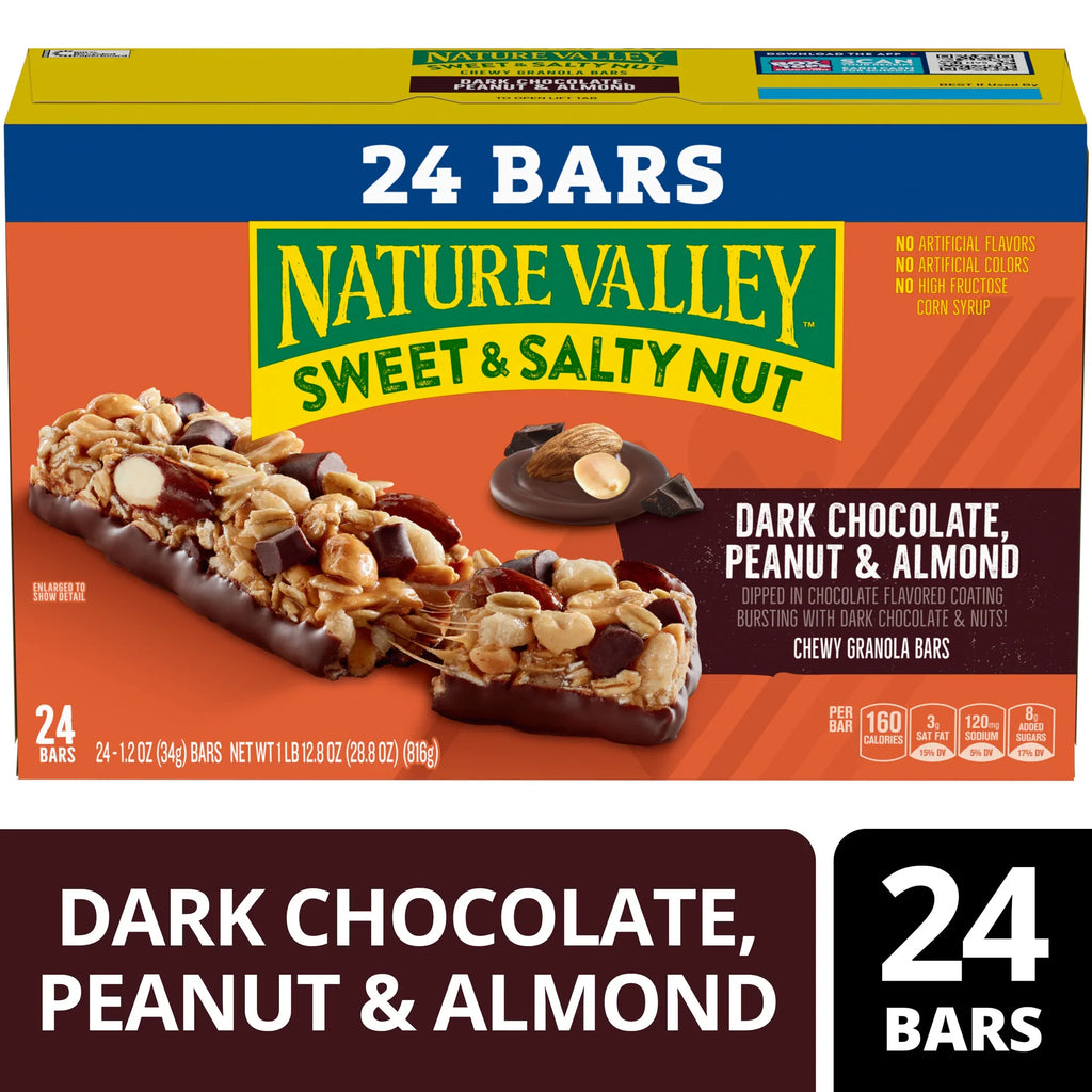 More/less Bar Nature Valley Sweet and Salty Nut Bars, Dark Chocolate Peanut Almond ...