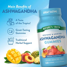 Nature's Truth Restore and Unwind Tropical Ashwagandha Gummies, 500 mg. 120 ct.