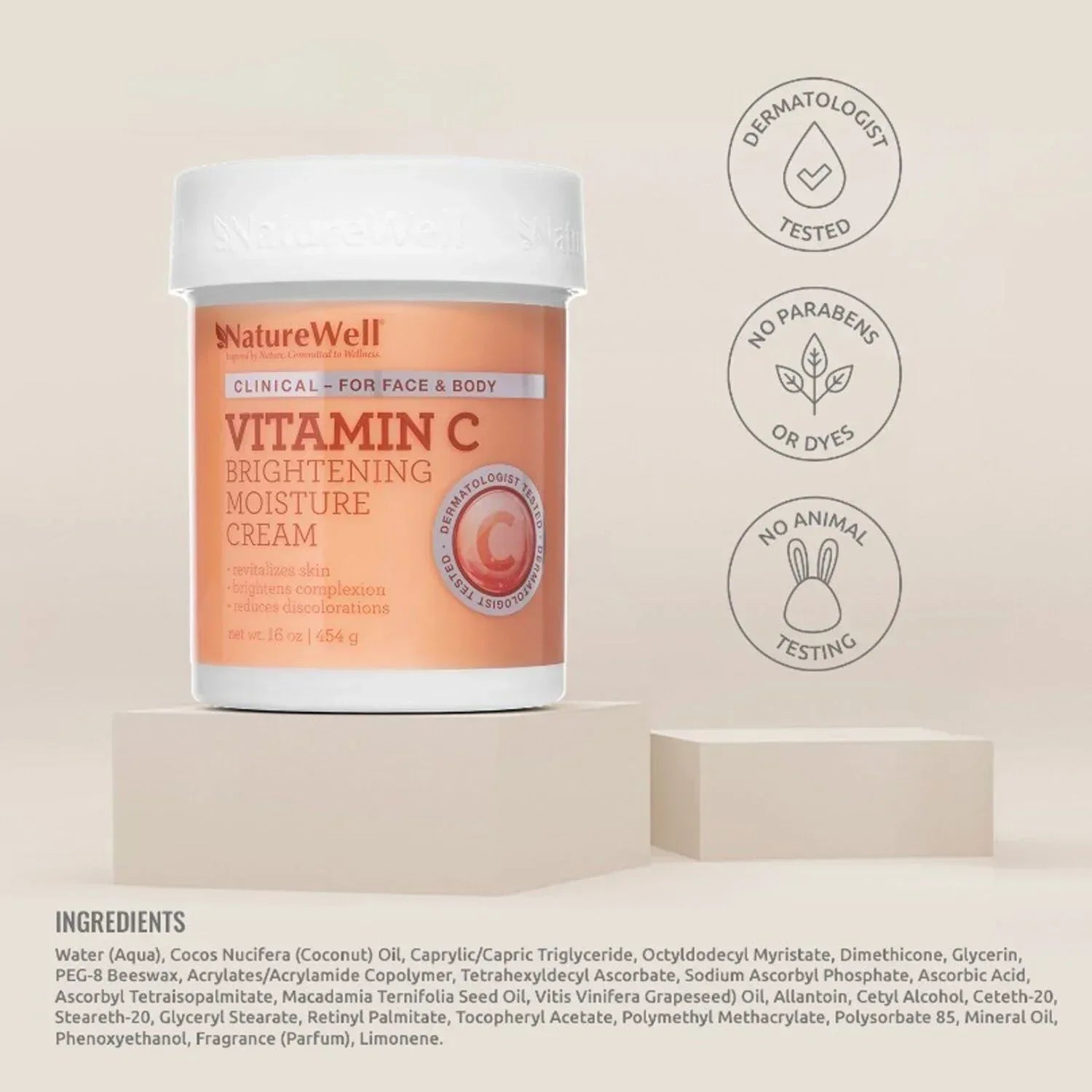 NatureWell Vitamin C Brightening Moisture Cream, 16 oz.– Brands For ...