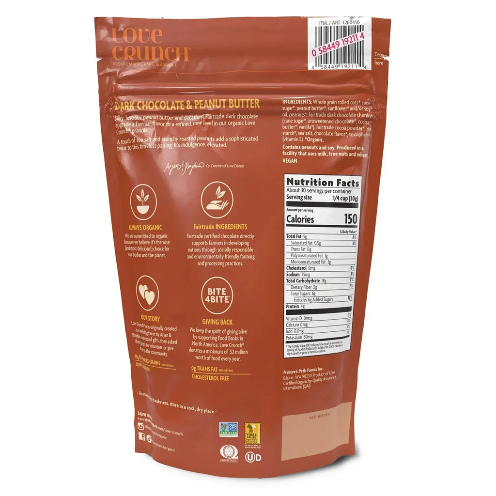 Nature's Path Love Crunch Organic Dark Chocolate & Peanut Butter Grano ...