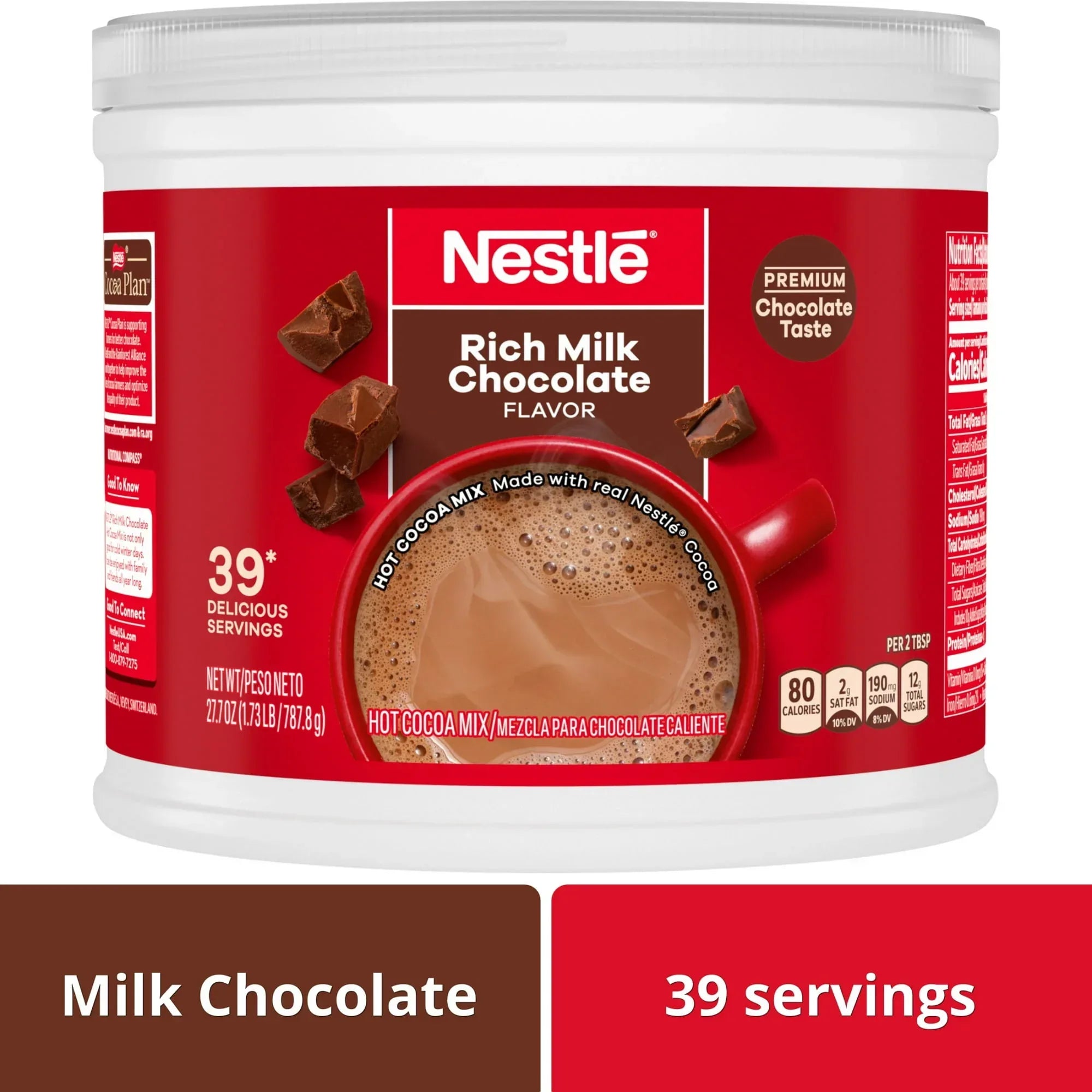 Multirich Chococlate Nestle Hot Cocoa Rich Milk Chocolate Flavored Mix Powder, 27.7 oz, Can ...