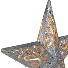 Northlight 8.5" Lighted Silver Glitter Star Cut Out Design Christmas Tree Topper - Clear Lights,