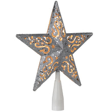 Northlight 8.5" Lighted Silver Glitter Star Cut Out Design Christmas Tree Topper - Clear Lights,