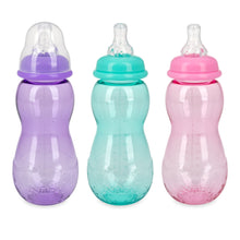 Nuby Non-Drip Standard Neck Baby Bottle, 10 fl oz, 3 Count, Multicolor Bottles