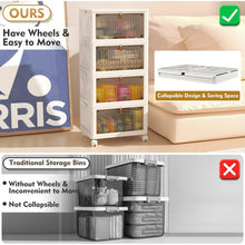 OKENTEN Rolling Wheeled Plastic Storage Bins with Lid, 4-Tier Stackable Folding Storage Containers, 92 Qt Capacity - Brands For Less USA