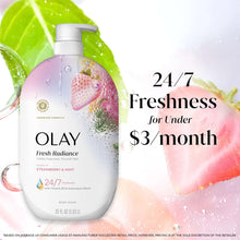Olay Fresh Radiance Body Wash, Strawberry & Mint, with Vitamin B3, 35oz