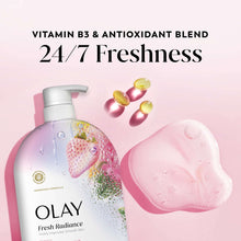Olay Fresh Radiance Body Wash, Strawberry & Mint, with Vitamin B3, 35oz