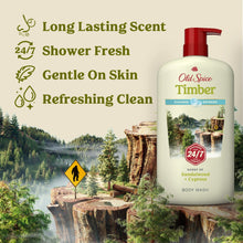 Old Spice Men's Body Wash Timber with Sandalwood, 24/7 Shower Fresh, 30 oz