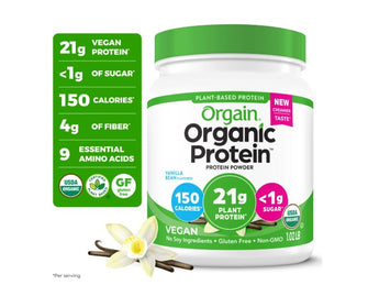 Orgain Organic Vegan 21g Protein Powder, Plant Based Shake Drink, Vanilla Bean 1.02lb
