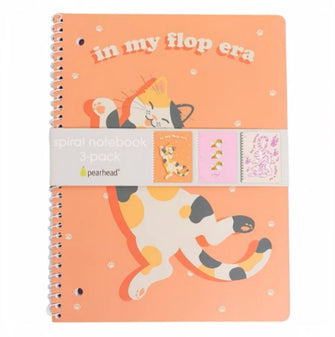 Pearhead 3 pk. Cat Themed Pink Spiral Notebook Set, Back to School Supplies For Girls, 60 Tear Away Lined Pages