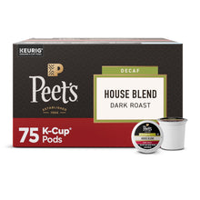 Cápsulas K-Cup de café descafeinado tostado oscuro Peet's Coffee, mezcla de la casa (75 unidades)