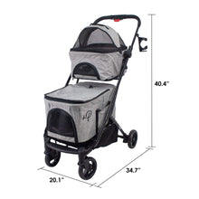 Petique Deluxe Double Decker Gray Pet Stroller With Accessory Bundle