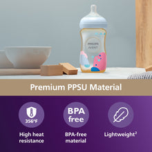 Philips Avent Ppsu Natural Baby Bottles with Medium Flow Nipples (Flow 3), 9oz, with Decoration, 2-Pack, SCY943/02