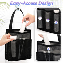 Bolsa de ducha y neceser portátil de malla grande - Secado rápido para residencia universitaria, gimnasio, piscina, viajes, playa, yoga, camping y más (Negro) 