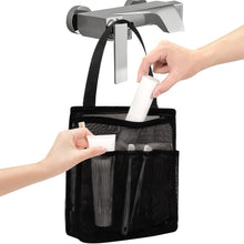 Bolsa de ducha y neceser portátil de malla grande - Secado rápido para residencia universitaria, gimnasio, piscina, viajes, playa, yoga, camping y más (Negro) 
