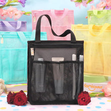 Bolsa de ducha y neceser portátil de malla grande - Secado rápido para residencia universitaria, gimnasio, piscina, viajes, playa, yoga, camping y más (Negro) 