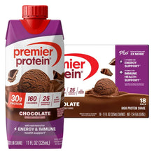 Premier 30g Protein PLUS Energy and Immune Support Shakes, Chocolate, 11 fl oz, 18-pack - Brands For Less USA