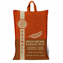 Pride Of India - Extra Long Indian Premium Brown Basmati Rice, 5 Pound (2.26 Kilo) RECOLSABLE JUTE (BURLAP) - Naturally Aromatic, Aged, Flavorful, Slender, Non Sticky Whole Grains