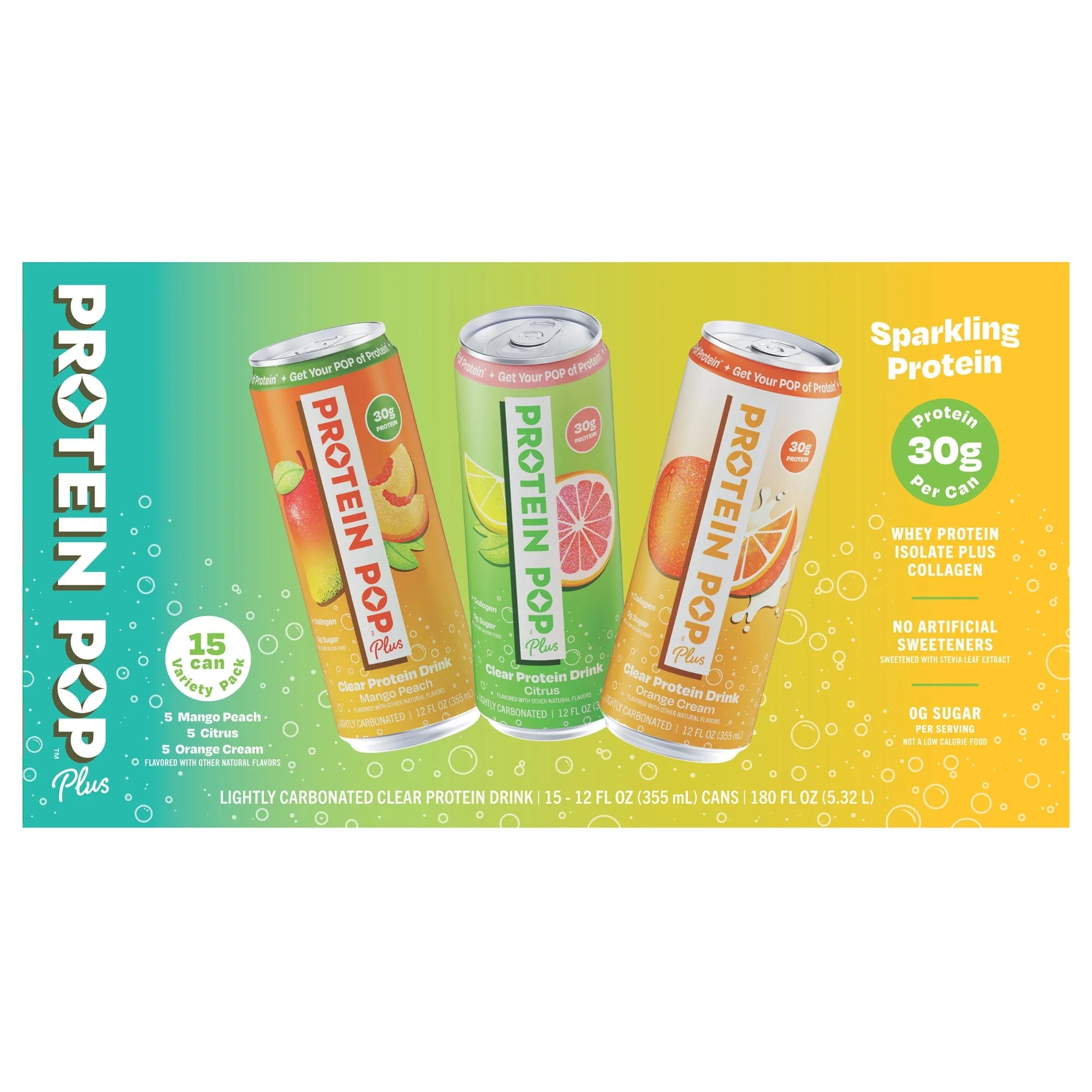 Protein Pop 30g Clear RTD Variety Pack, 15-count– Brands For Less USA