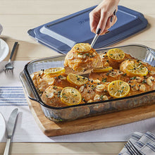 Pyrex Sculpted Tinted 4-Piece Glass Baking Dish Set with Airtight Lids
