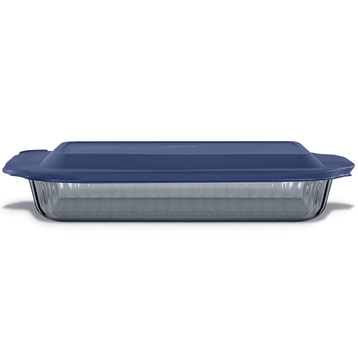 Shallow Rectangular Pyrex Pyrex Sculpted Tinted Rectangle 9x13 Glass Baking Dish with Airtight L ...