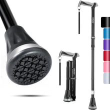 REHAND Adjustable Foldable Walking Cane for Seniors - Lightweight Heavy Duty Canes with Non-Slip Grip, Collapsible Design (Black) - Brands For Less USA