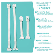 Regalo Anti-Tip Furniture Anchors for Child Safety, Furniture & TV Safety Straps for Dressers, Cabinets & TVs, 2 Pack
