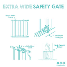 Regalo Extra Wide Walk-Through Baby Gate with Door, 29.5-38.5 in, White, Ages 6-24 Months