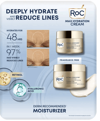 RoC Retinol Correxion Max Hydration Cream, 1.7 oz & 3.4 oz