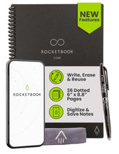 Rocketbook Smart Reusable Core Notebook - Dotted, Executive Size, Black