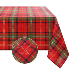 Romanstile Christmas Rectangle Red Plaid Tablecloth - 60 x 84inch - Checkered Water Stain Resistant Table Cover,Washable Polyester Table Cloths for Xmas Dinner/Party Decoration/Holiday
