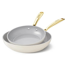 Sanho Ceramic Nonstick Fry Pan Set, 2-Piece (8 & 10 inch) Skillets, Diamond-Titanium Coating, Oven & Induction Safe, Non-Toxic - Brands For Less USA