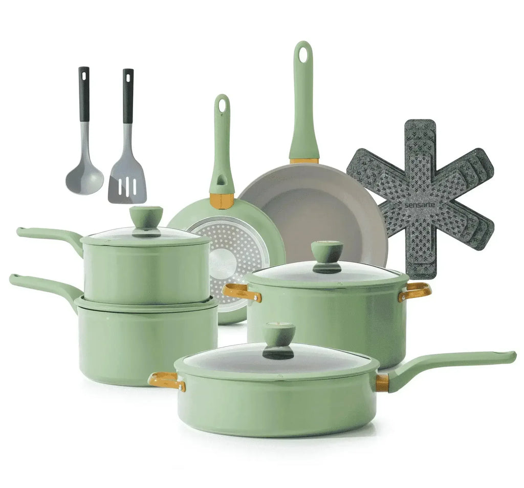 SENSARTE Nonstick Pots and Pans Set, 18Pcs Non Stick Cookware Sets, In ...