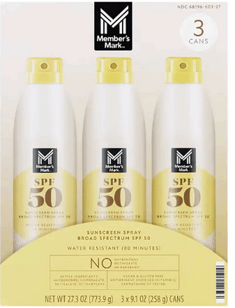 Member's Mark Sunscreen Spray, SPF 50, 9.1 oz., 3 pk.