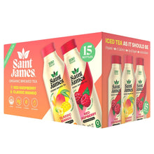 Saint James Organic Brewed Tea, Variety Pack, 16 fl oz, 15-count