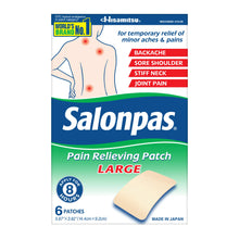 Salonpas 8 Hour Pain Relief Patch with Camphor 3.1% & Menthol 6% for Back & Muscles, Large, 6 Count - Brands For Less USA