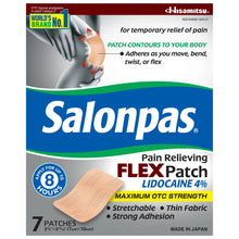 Salonpas Maximum Strength Flex Pain Relief Patch Lidocaine 4%, 8 Hours, Thin, Flexible, 7 Count - Brands For Less USA
