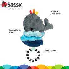 Sassy Wavy Whale Jitter Stroller Toy 0 Months and up Sensory Pull Down with Vibrating Upward Motion Car Seat Toy