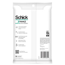 Schick Xtreme 2-Blade Sensitive Men's Disposable Razors, 12 Ct, With Vitamin E Strips, Non Slip Handle