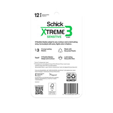 Schick Xtreme 3 Blade Disposable Razors for Men, 12 Ct, Men's Sensitive Skin Manual Razors