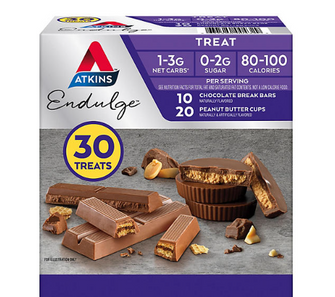 Atkins Endulge Peanut Butter Cup Chocolate Break Bar Variety Pack  30 ct.