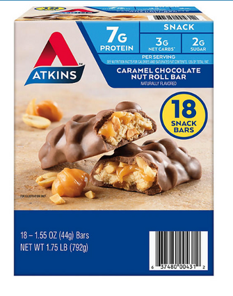 Atkins Caramel Chocolate Nut Roll Snack Bar 18 ct.
