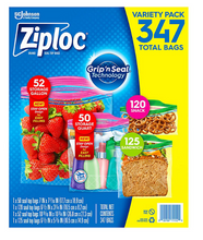 Ziploc Easy Open Bags Variety Pack with New Stay Open Design, 347 ct.