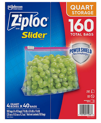 Ziploc Storage Slider Quart Bags, 160 ct.